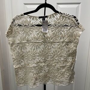 🛑 Forever 21 Cream Crochet Knit/Lace Top